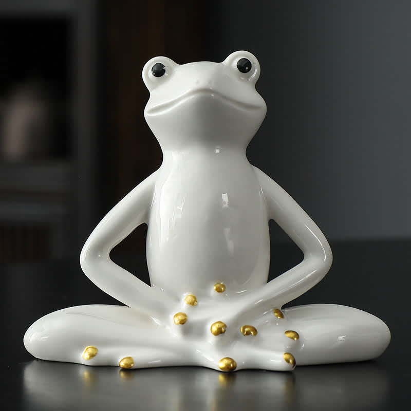 Nimara Ritual Meditating Ceramic Zen Frog Statue Decoration