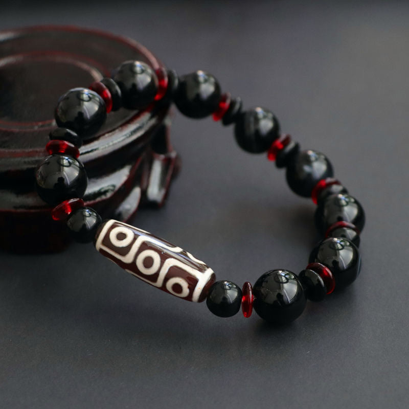 Nimara Ritual Black Onyx Nine-Eye Dzi Bead Wealth Protection Bracelet