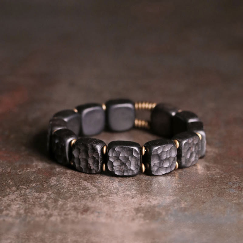 Nimara Ritual Retro Ebony Wood Texture Style Copper Peace Balance Bracelet