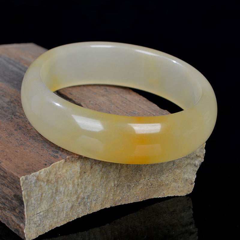 Nimara Ritual Natural Golden Silk Jade Luck Wealth Bracelet Bangle