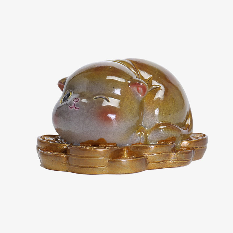 Nimara Ritual Color Changing Cute Mini Cat Resin Tea Pet Wealth Home Figurine Decoration