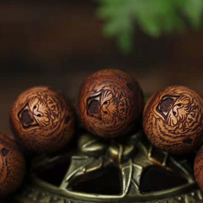 Nimara Ritual Tibetan Rosewood Engraving Tiger Protection Bracelet