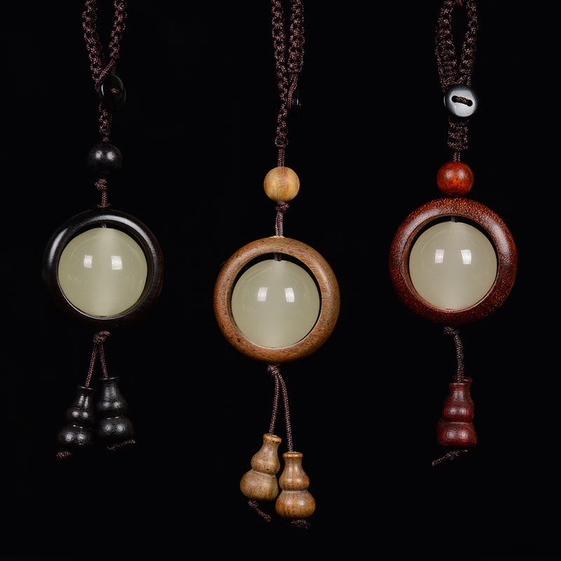 Nimara Ritual Red Sandalwood Ebony Wood Green Sandalwood Luminous Lucky Bead Gourd Peace Key Chain