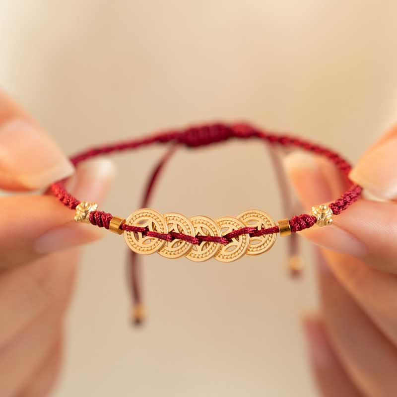 Nimara Ritual Copper Coin Fortune Tree Luck Strength Braided Bracelet