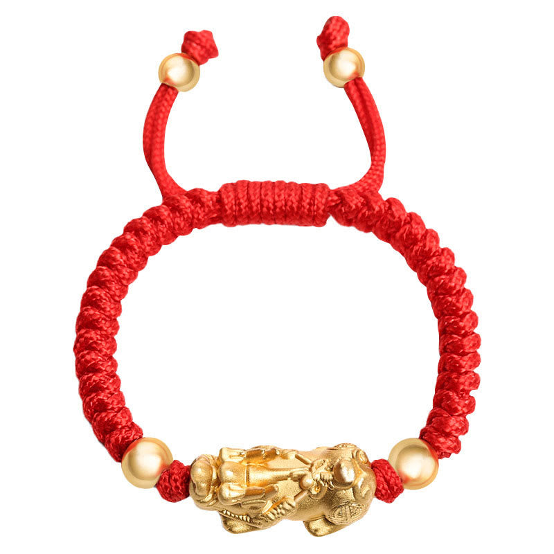 Nimara Ritual 999 Sterling Silver PiXiu Wealth King Kong Knot String Braided Kids Child Bracelet