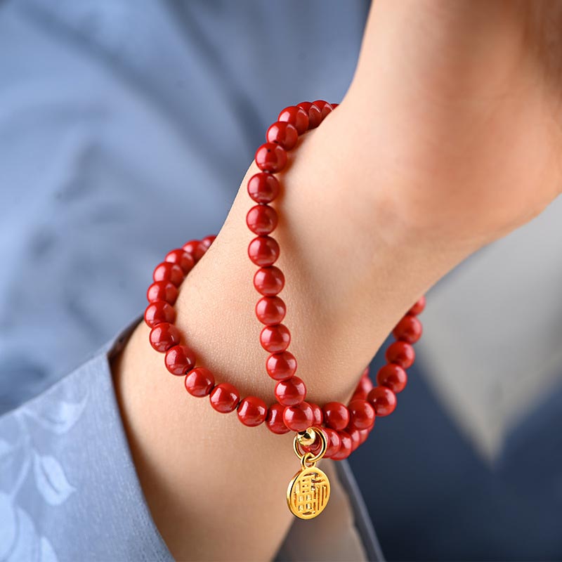 Nimara Ritual Tibetan Cinnabar Green Aventurine Luck Bracelet Necklace
