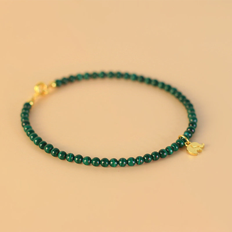 Nimara Ritual Natural Malachite Elephant Anti-Anxiety Charm Bracelet