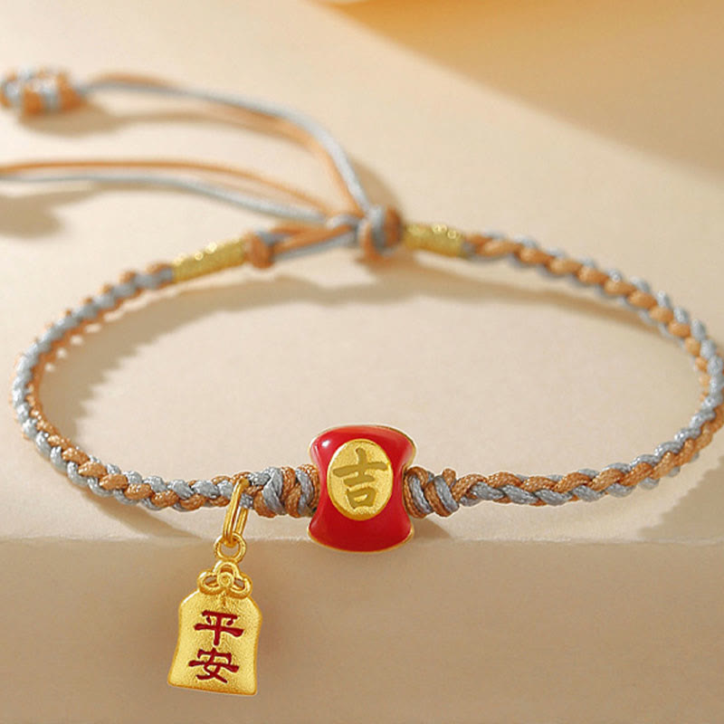 Nimara Ritual 925 Sterling Silver Handmade Auspicious Chinese Character Blessing Braided String Bracelet