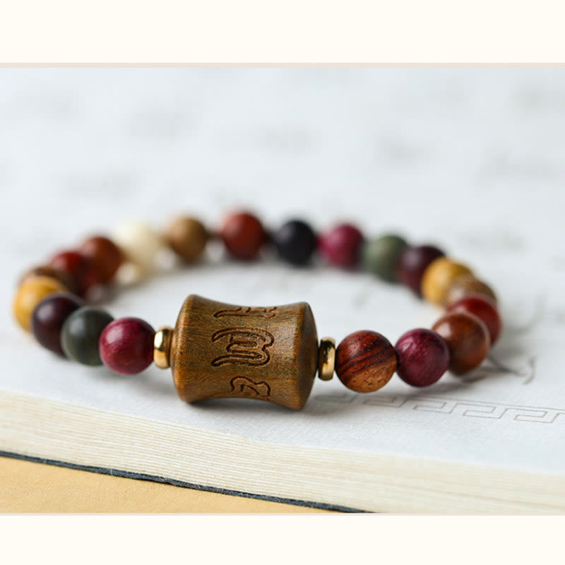 Nimara Ritual Tibet Multicolored Sandalwood Om Mani Padme Hum Protection Bracelet