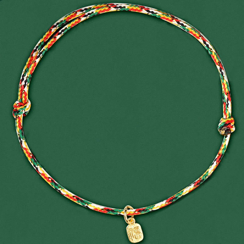 Nimara Ritual Auspicious Fu Character Peace And Joy Luck Handmade Multicolored Child Adult Bracelet