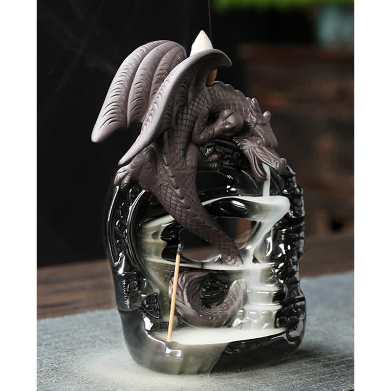 Nimara Ritual Nordic Pterosaur Dragon Ceramic Backflow Smoke Fountain Protection Healing Incense Burner Decoration