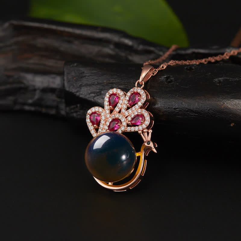Nimara Ritual Peacock Amber Fortune Love Necklace Pendant Ring