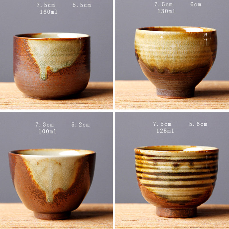Nimara Ritual Vintage Brown Beige Kiln Change Ceramic Teacup Kung Fu Tea Cup Bowl