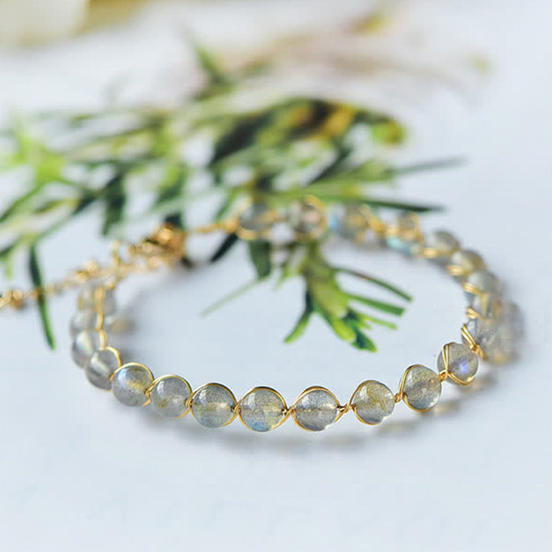 Nimara Ritual Natural Moonstone 14K Gold Plated Healing Positive Bracelet