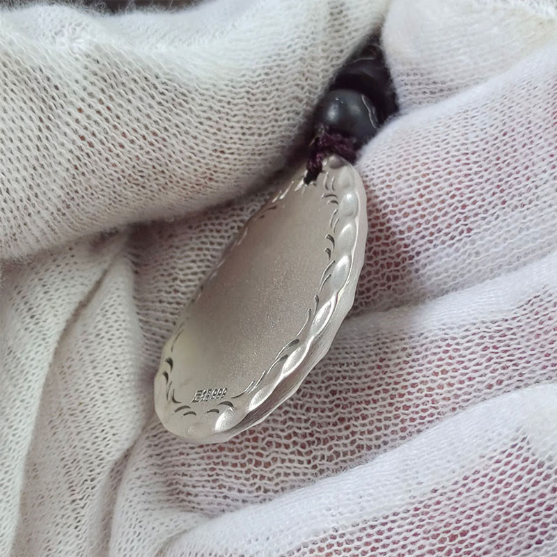 Nimara Ritual Vintage 999 Sterling Silver Yin Yang Bagua Water Drop Design Balance Harmony Necklace Pendant