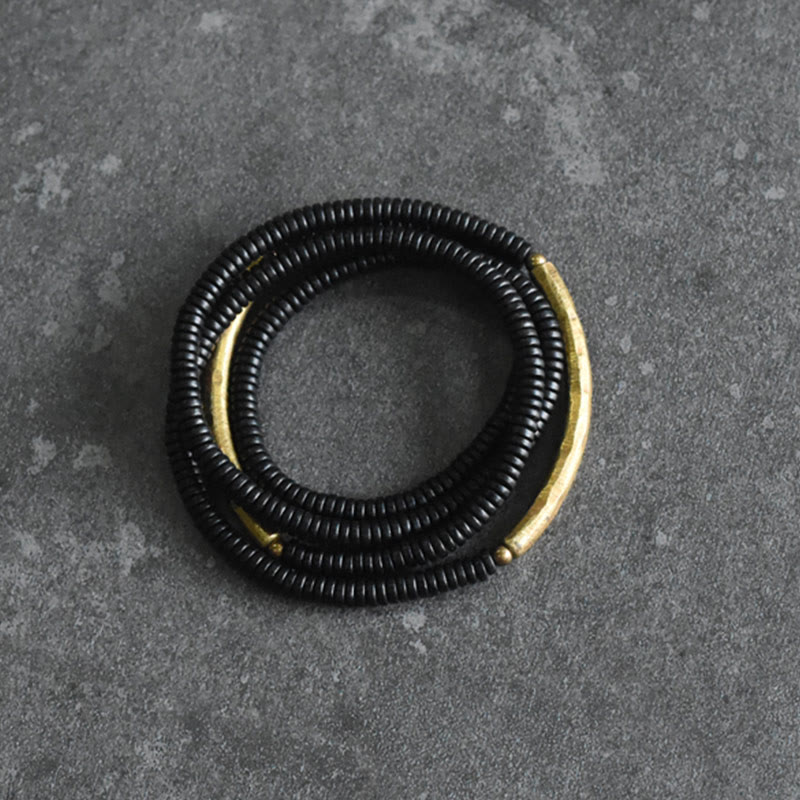 Nimara Ritual Ebony Wood Brass Copper Balance Multilayered Bracelet