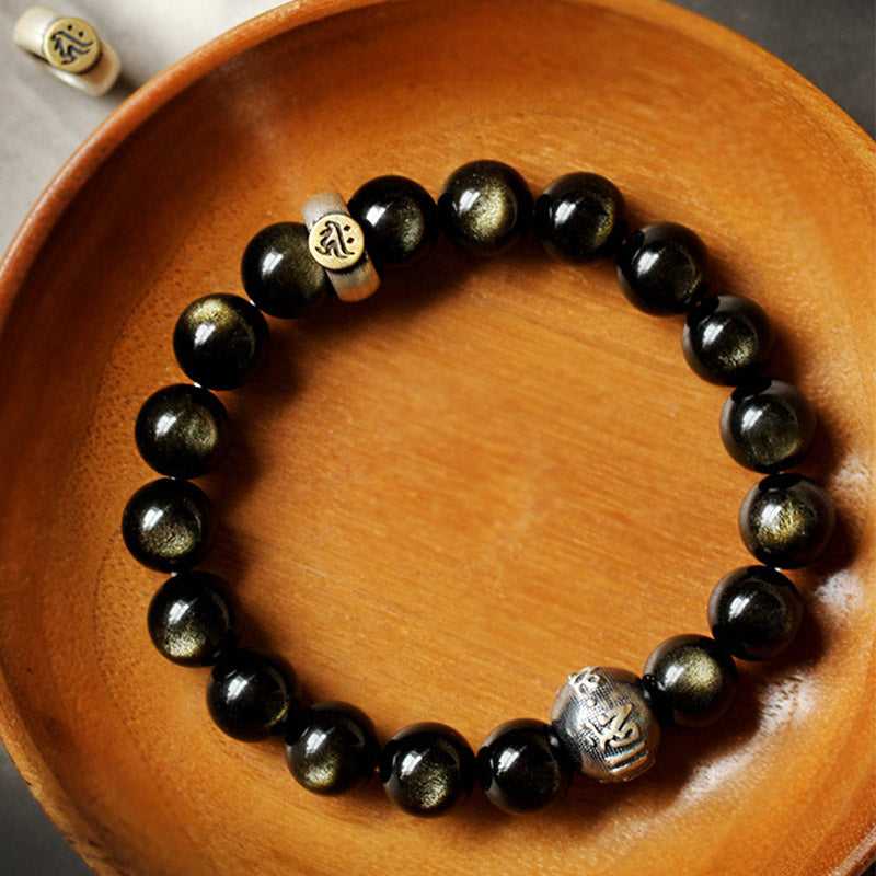 Nimara Ritual Chinese Zodiac Natal Buddha Obsidian Purification Bracelet