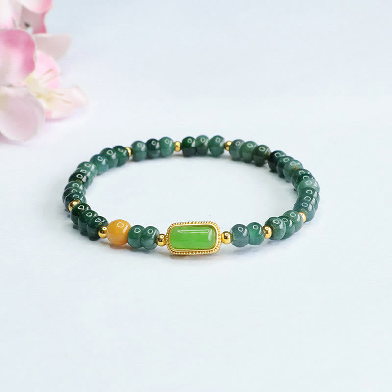 Nimara Ritual Natural Green Jade Topaz Luck Bracelet