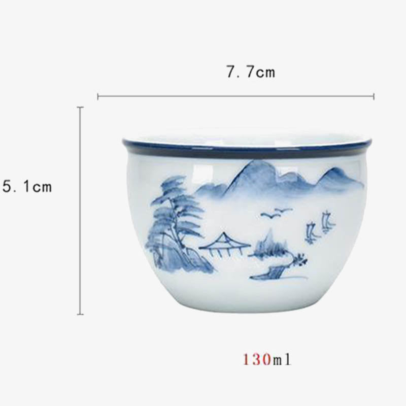 Nimara Ritual Koi Fish Lotus Flower Leaf Mountains Tree Ceramic Teacup Kung Fu Tea Cup 130ml