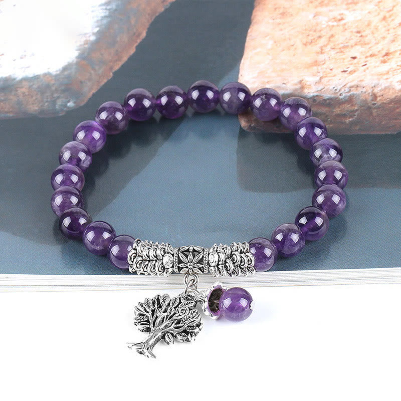 Nimara Ritual Natural Gemstone Tree of Life Lucky Charm Stretch Bracelet