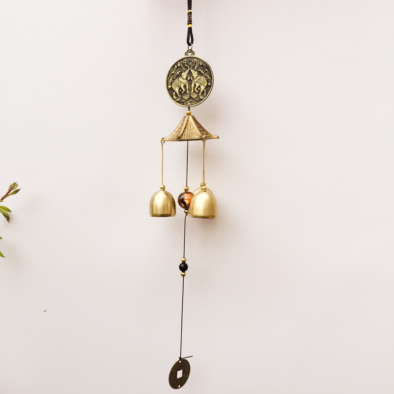 Nimara Ritual Blessing Letter Elephant Bagua Auspicious Coin Wall Hanging Chime Bell Handmade Home Decoration