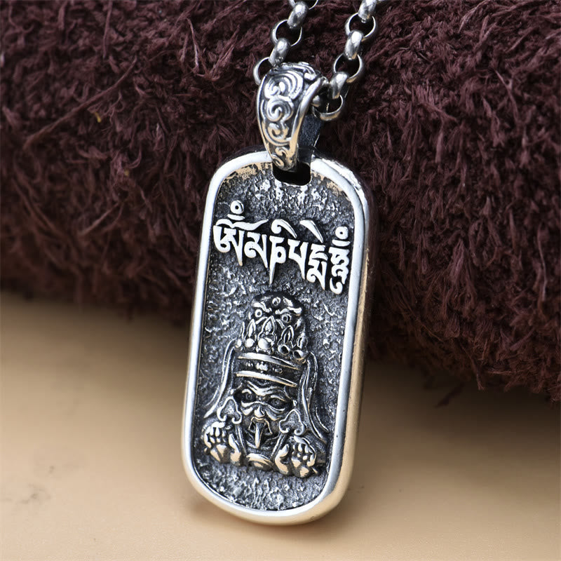 Nimara Ritual 925 Sterling Silver Zakiram Goddess of Wealth Om Mani Padme Hum Peace Necklace Pendant