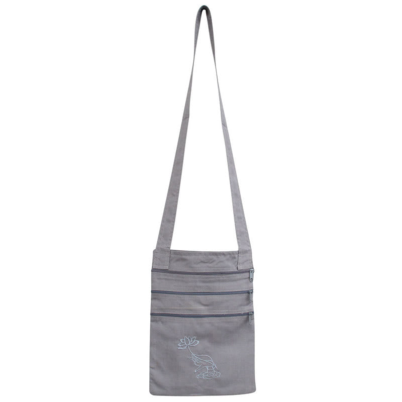 Nimara Ritual Spiritual Mind Practice Lotus Embroidered Cotton Shoulder Bag Crossbody Bag