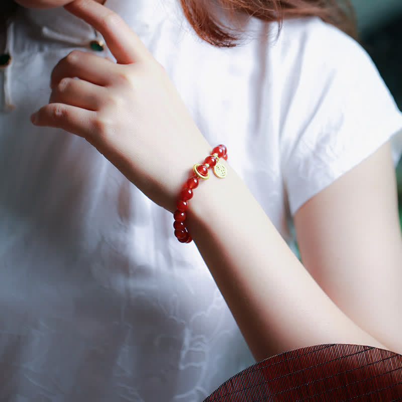 Nimara Ritual Natural Red Agate Blessing Letter Confidence Bracelet