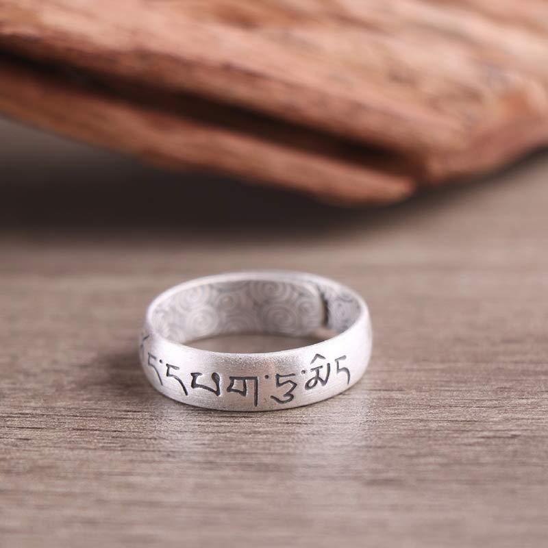 Nimara Ritual 999 Sterling Silver Lotus Elephant Six True Words Blessing Ring