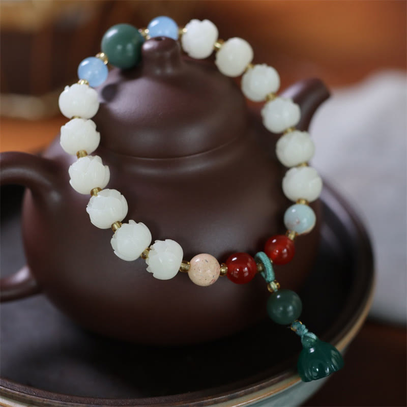 Nimara Ritual Bodhi Seed Lotus Bead Carved Peace Harmony Bracelet