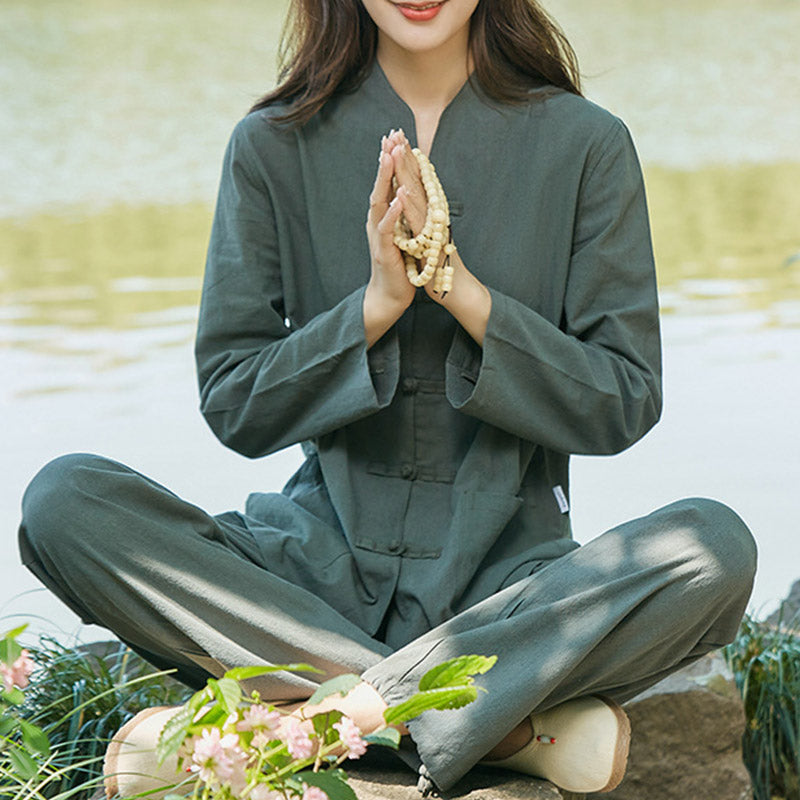 Nimara Ritual Spiritual Zen Practice Yoga Meditation Prayer Uniform Cotton Linen Clothing Women's Set