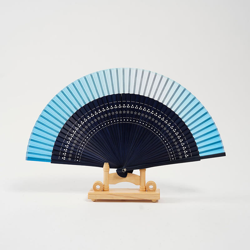 Nimara Ritual Gradient Color Hollow Engraved Handheld Bamboo Folding Fan
