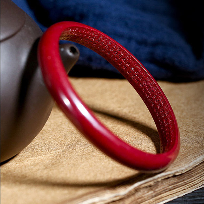 Nimara Ritual Cinnabar Heart Sutra Engraving Blessing Bangle Bracelet