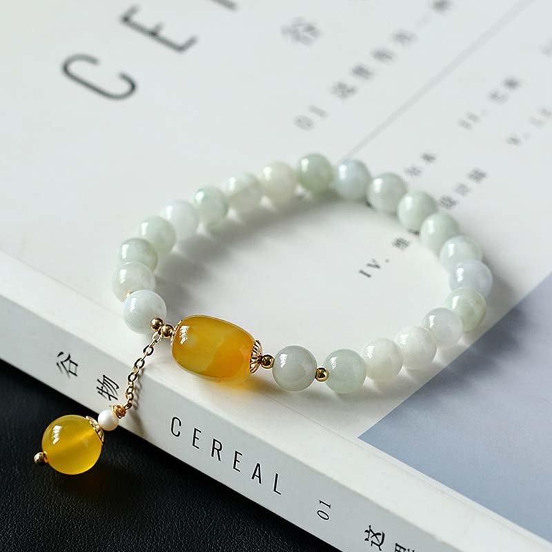 Nimara Ritual Natural White Jade Agate Protection Bracelet