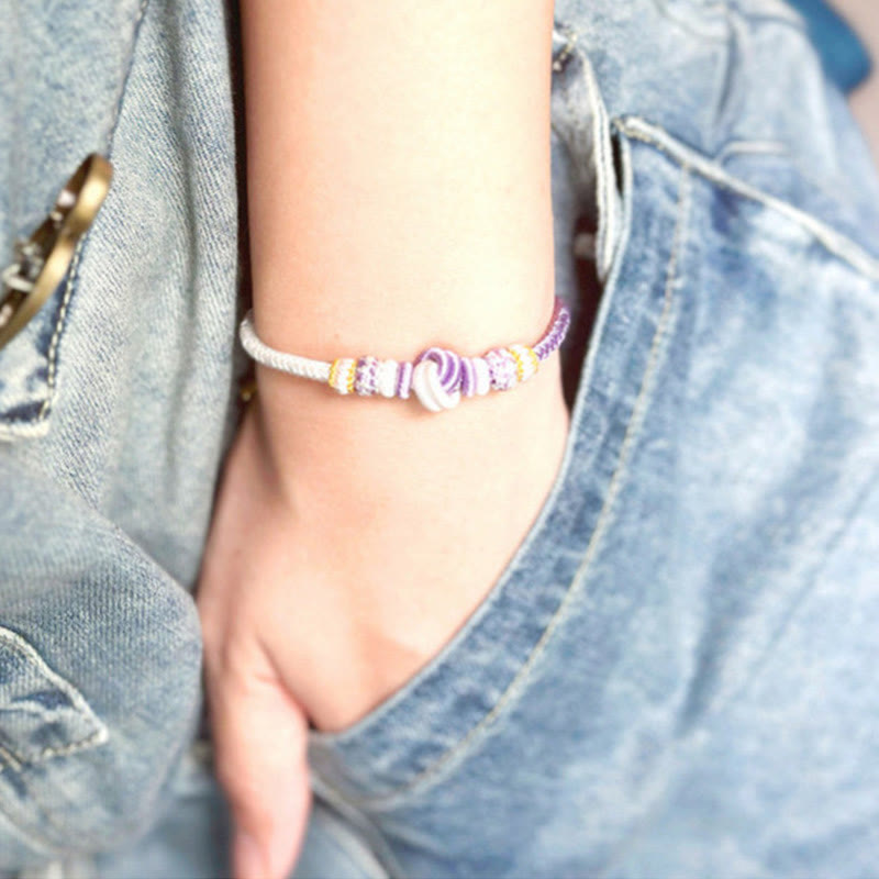 Nimara Ritual Two-Color Rope Handcrafted Eight Thread Peace Knot Luck Connection Bracelet