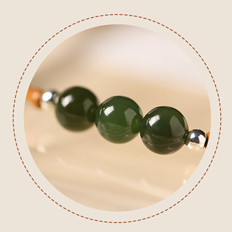 Nimara Ritual Natural Olive Pit Bamboo Pattern Hetian Jade Beads Luck Bracelet