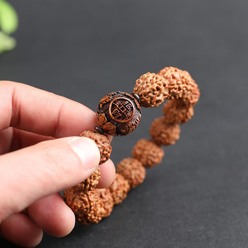 Nimara Ritual Tibet Rudraksha Bodhi Seed PiXiu Copper Coin Wealth Luck Bracelet