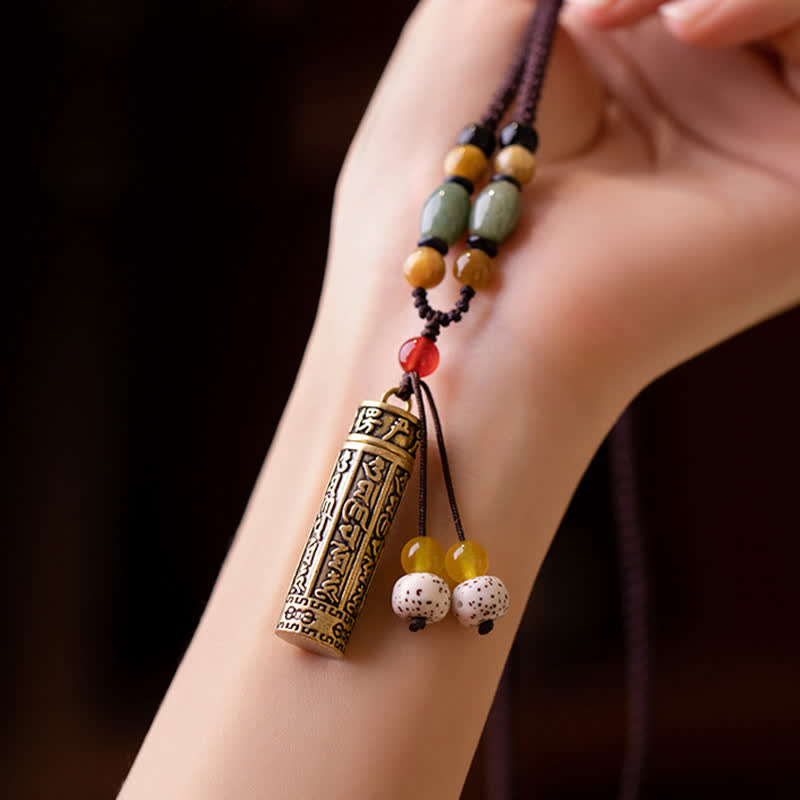 Nimara Ritualhop Tibet Om Mani Padme Hum Agate Shurangama Sutra Protection Necklace Pendant