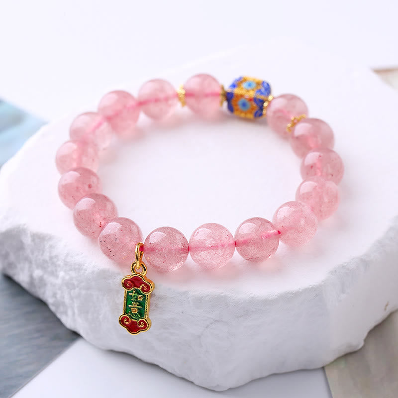 Nimara Ritual Strawberry Quartz Positive Ruyi Charm Bracelet
