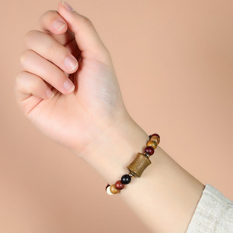 Nimara Ritual Tibet Multicolored Sandalwood Om Mani Padme Hum Protection Bracelet