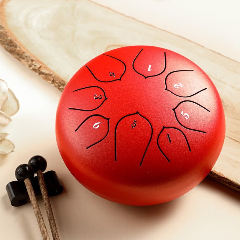 Nimara Ritual Steel Tongue Drum Sound Healing Meditation Lotus Pattern Drum Kit 8 Note 6 Inch Percussion Instrument