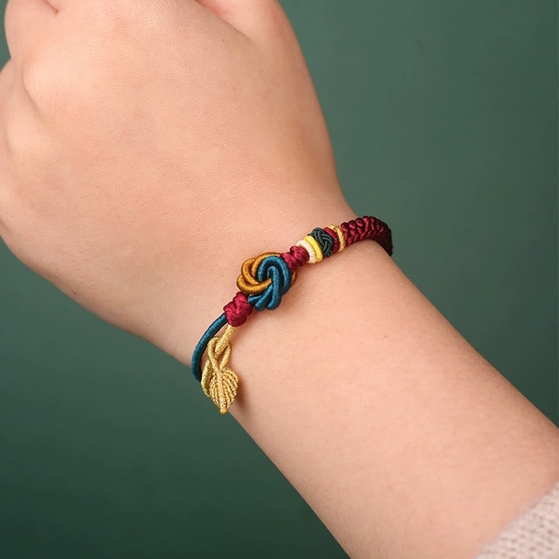 Nimara Ritual Tibetan Handmade Mandala Knot Leaf Luck Rope Bracelet