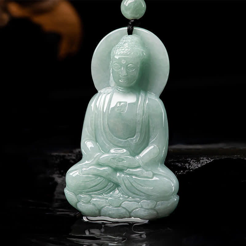Nimara Ritual Amitabha Buddha Jade Amulet Compassion String Necklace