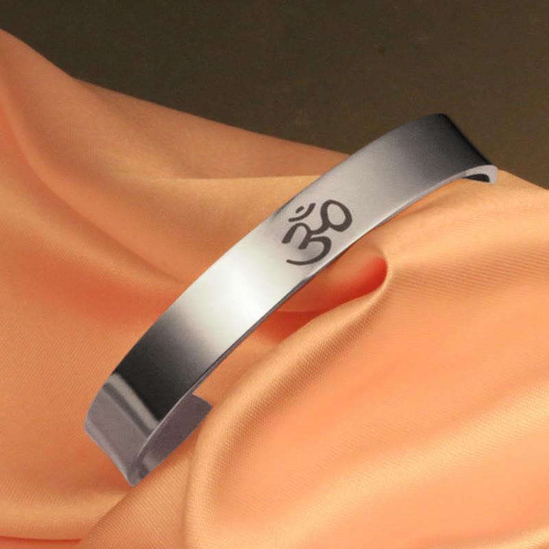 Nimara Ritual Tibetan OM Symbol Mindfulness Cuff Bracelet Bangle