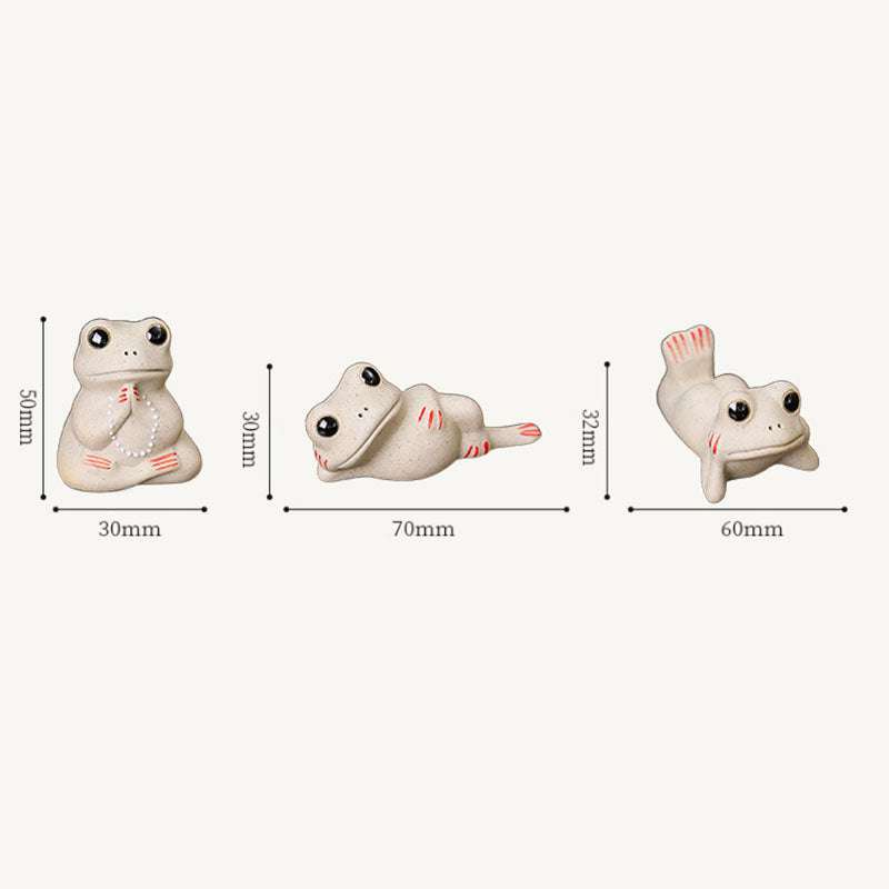 Nimara Ritual Mini Small Praying Frog Ceramic Wealth Prosperity Home Tea Pet Figurine Decoration