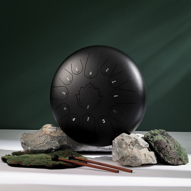 Nimara Ritual Steel Tongue Drum Sound Healing Mindfulness Lotus Pattern Yoga Drum Kit 13 Note 12 Inch Percussion Instrument
