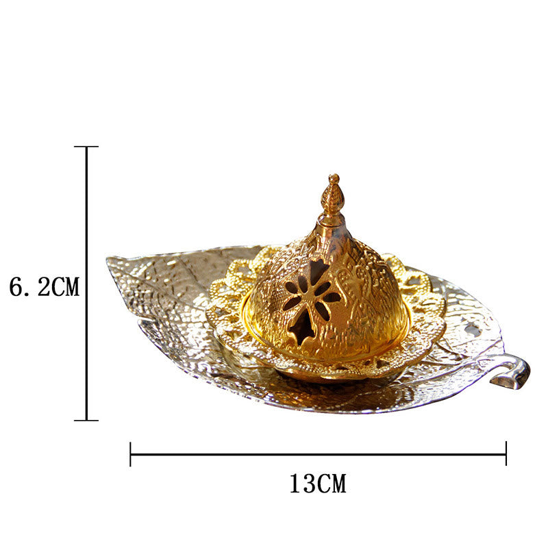 Nimara Ritual Tibetan Gold Mini Leaf Coaster Meditation Incense Burner