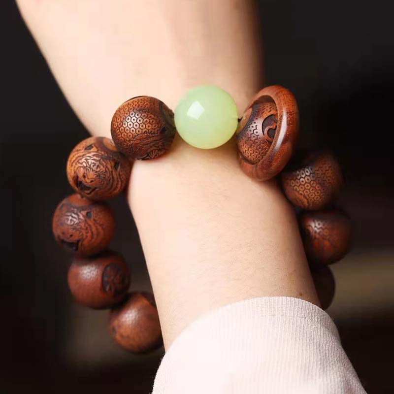Nimara Ritual Tibetan Rosewood Engraving Tiger Protection Bracelet