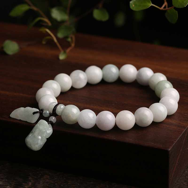 Nimara Ritual Natural Jade Pi Xiu Buddha Gourd Apple Success Bracelet