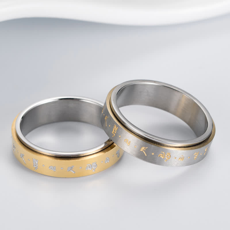 Nimara Ritual Mantra Titanium Steel Balance Rotatable Ring
